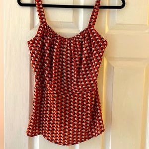 Versatile Red, White and Blue Cabi top. Size M. Great condition. 32 in waist.